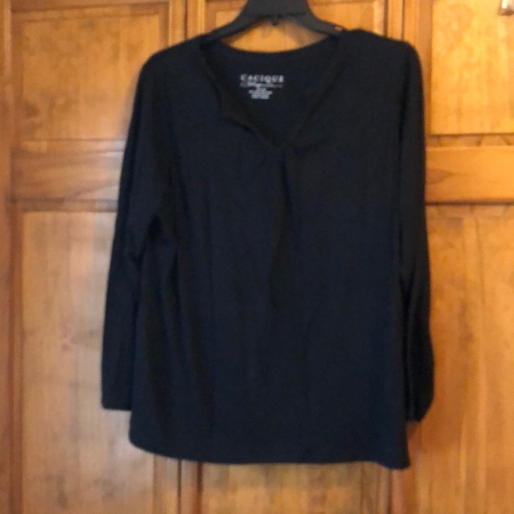 Cacique Sleepwear Black Long Sleeve Shirt 22/24